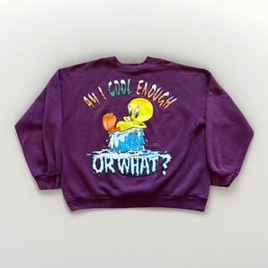 Vintage Tweety Bird Sweatshirt Mens XL Looney Tunes Crewneck 90s Red Pullover